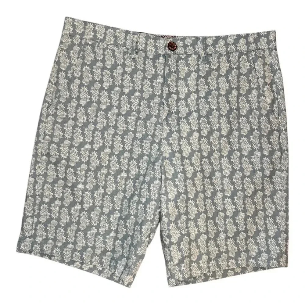 NEW JACHS New York Men's Chino Shorts‎ Size 32 Blue Pineapple Geometric NWT